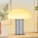 Mushroom Lamp, Retro Table Lamp with Touch Control Switch, 3 Way Dimmable Nightstand Lamp for Bedroom and Living Room, 6W LED Bulb Included (Silver)