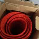 SHACOS Round Placemats Set of 4 Non Slip Washable Place Mats 15 inch Cotton Polyester Braided Placemat for Christmas Home Wedding Party Dining Table Decor (Red, 4)