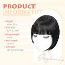 2 x Clip in Bangs, French Bangs Hair Clip, 360Cover Top Hair Toppers for Women with Thinning Hairs, 10 Inch Fake Bang Hairs Pieces for Women Daily Wear (Natural Black)