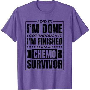 Chemotheraphy & Cancer Patient Designs I Got Through It I Am A Chemo Survivor Unisex-Adults Grey T-Shirt, M