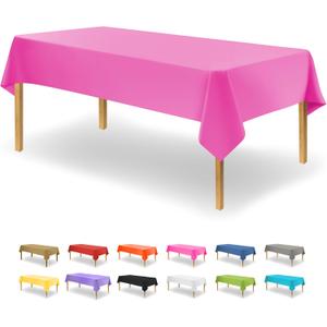 Pink Disposable Plastic Table Cloth for Rectangle Tables (12 Pack) Premium Decorative Pink Tablecloth for Parties, Events & Weddings, Indoors & Outdoors, 54 x 108 inches, Plastic Table Cover