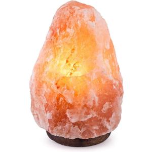 Needs&Gifts Himalayan Salt Lamp with Natural Himalayan Crystal Rock, Hand Crafted Wooden Base from Foothills of The Himalayas, Home Decor, Night Light & Gifts