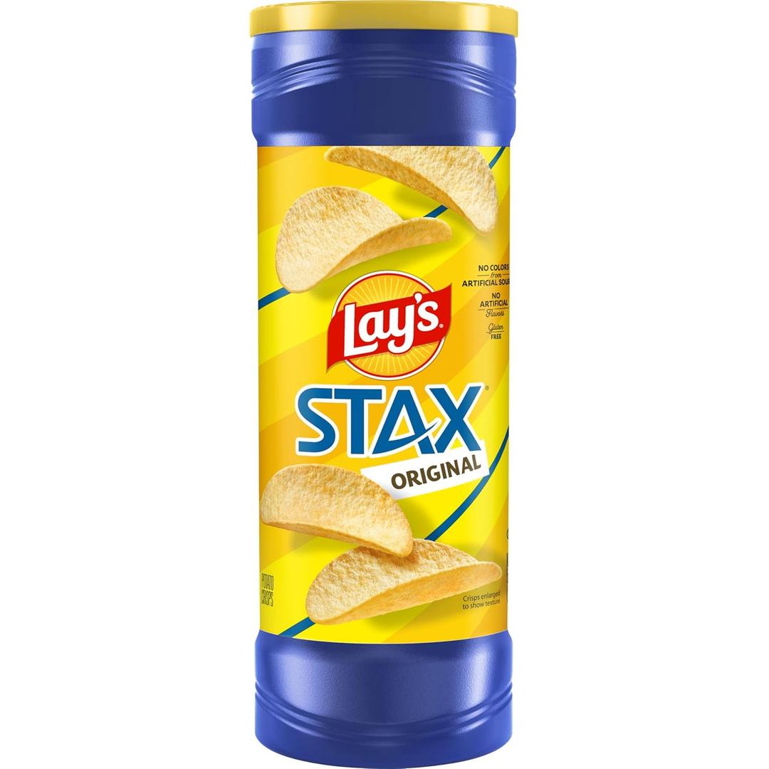 Lays Stax Potato Crisps Chips, Original, Gluten Free, 5.75 Oz Canister Pack (EXP 06/29/27)