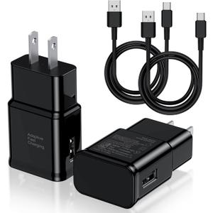 Type C Charger Fast Charging, 2 Pack USB C Android Phone Wall Charger Block & 3ft Charge Cable Cord, for Samsung Galaxy S8 / S9 / S10 Plus Active S10e, S20 / S21 Ultra Plus, Note 8 9 10, Pixel 3 etc
