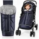 Universal Stroller Blanket & Stroller Footmuff,Water-Repellent Bunting Bag for Babies,Toddlers and Kids,Zipper Footmuff for Stroller,Stroller Winter Cover Warm Baby Sleeping Bag (Blue)