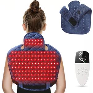 Red Light Therapy for Body, Fathers Day & Birthday Gifts for Mom Dad Women Men, Heating Pad for Neck and Shoulders and Back, 660nm & 850nm Infrared Light, 5 Light Intensity 3 Heat Levels, Dark Blue