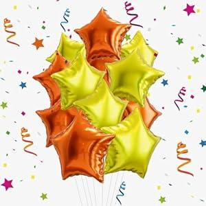 15Pcs Star Balloons - 18 inch Gold Orange Stars Balloon - Star Foil Balloons for Thanksgiving Birthday Decorations - Stars Mylar Balloon Thanks Giving Decorations