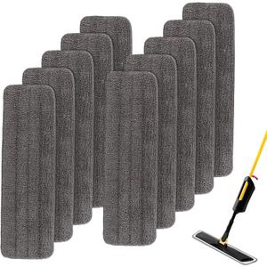 Replacement Mop Pads Fit for Rubbermaid Commercial 18" and 17" Mops - 10 Pack Wet & Dry Commercial Cleaning Reusable Refills Fit for Any Microfiber Flat Mop System 18" and 17" - Gray