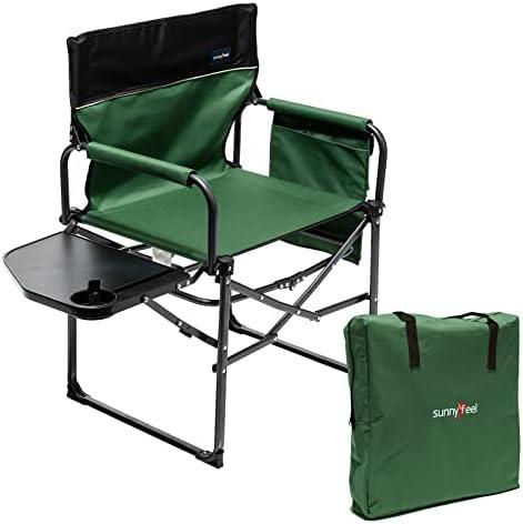SUNNYFEEL Camping Directors Chair, Heavy Duty,Oversized Portable Folding Chair with Side Table, Pocket for Beach, Fishing,Trip,Picnic,Lawn,Concert Outdoor Foldable Camp Chairs, Two Pack
