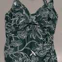 SUUKSESS Women Sexy Tummy Control One Piece Swimsuits Halter Push Up Bathing Suits (Small, Green Floral)