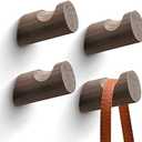 LoengMax Wood Wall Hooks,4 Pack Coat Hooks Wall Mounted, Modern Hat Hooks for Wall, Wall Hanger for Hanging Coat Towel Hat Bag Robe Jacket Clothes (Walnut Wood)