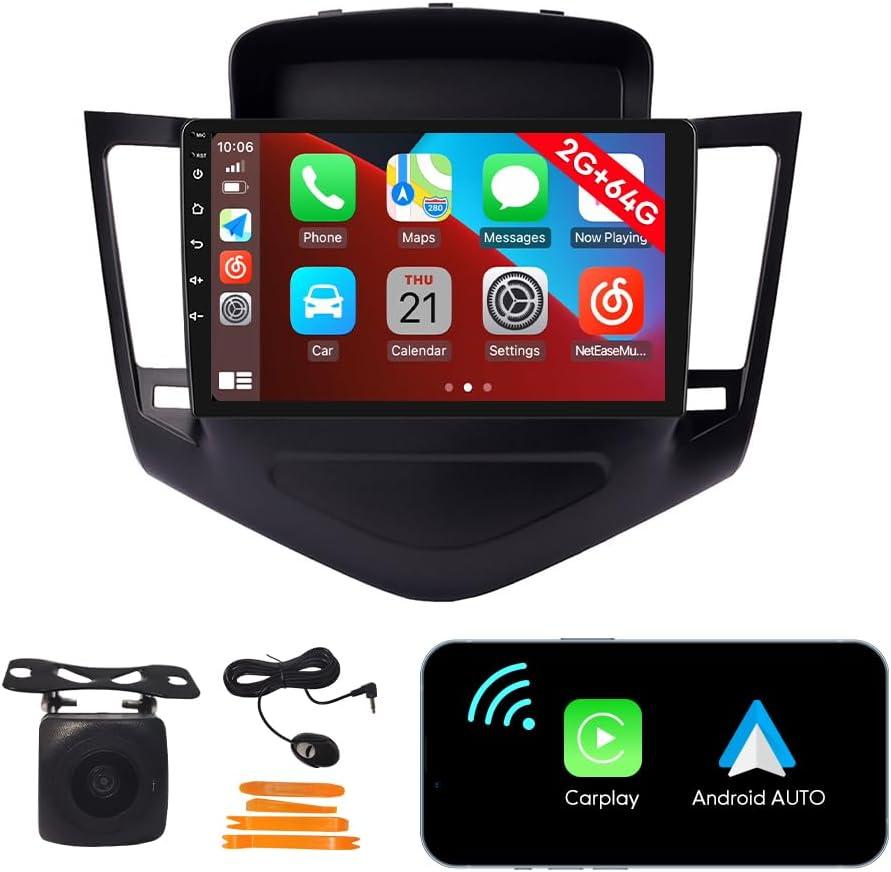 [2G 64G] Android Car Stereo FM Radio Carplay Android Auto 9" Touchscreen Headunit Media Player with Backup Camera for Chevy Cruze 2009 2010 2011 2012 2013 2014 2015