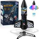 Rocket Launcher for Kids, Self Launching Motorized Air Rocket Toy, Outdoor Toys for Ages 8-12, Model Rockets with Parachute Safely Land, Spaceship Launch up to 200 ft Birthday Gifts for Boys (Blue)