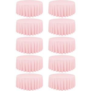 10 Pack Pink Round Tablecloths - 90 Inch, Polyester Table Cover, Stain and Wrinkle Resistant Washable Fabric, Perfect for Wedding Banquet Parties