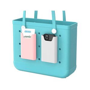 Pack Of 2 Bogg Bag Silicone Phone Holder and Cup Holder Set – Ideal Bogg Bag Accessories for Women - Secure Velcro Fastening, Versatile Phone and Cup Holders, Perfect for Travel, Beach, and Everyday Use (Pink+White)