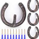 4 PCS Coat Hooks Cast Iron Wall Hooks Horseshoe Hooks Vintage Hanger for Hanging Coat Hat Bags Key Towel(Rust)