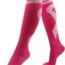 2 Pairs Breast Cancer Awareness Compression Socks Pink Softball Soccer Football Socks (Pink)