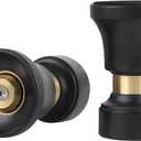 Hose Nozzle, Lichamp 2 Pack Heavy Duty Brass Fireman Style High Power Leak Proof Adjustable Garden Water Sprayer, Suitable for Car Wash, Patio Cleaning, Watering Lawn and Garden, Shower Pets (Black)