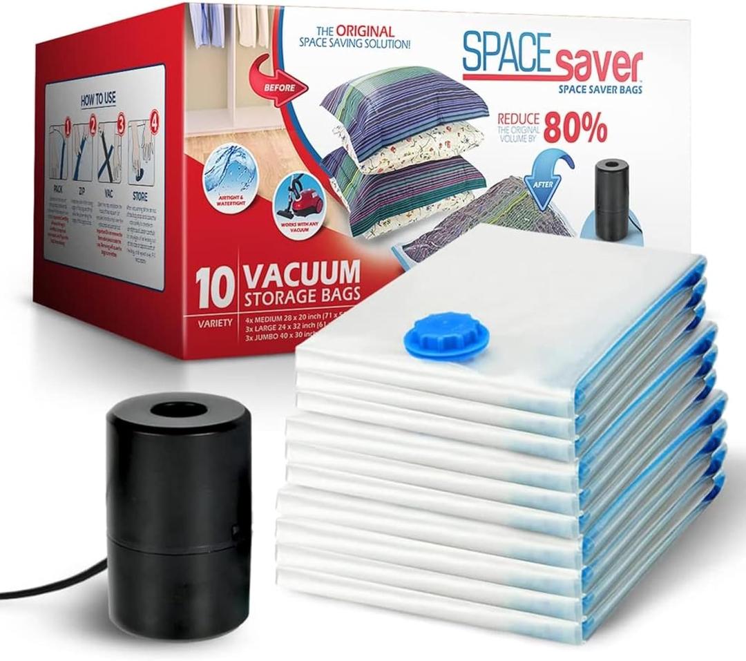 10 Pack Variety Vacuum Storage Bags for Comforters, Blankets & Clothes  Vacuum Sealed Compression Bags with Electric Pump  Space Saver Storage Bags for Bedding, Travel & Organization (4M, 3L, 3XL)