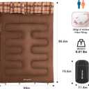 KingCamp Double Sleeping Bag for Adults, Queen Size 2 Person XXL Flannel Sleeping Bag, Waterproof Lightweight Flannel Quilt with 2 Pillows, Perfect for Couples Family Camping Hiking