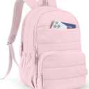 Uselike Travel Backpack for Women, 15.6 Inch Laptop Backpack, Quilted College Bookbag, Cute Work Backpacks, Water Resistant (Light Pink)