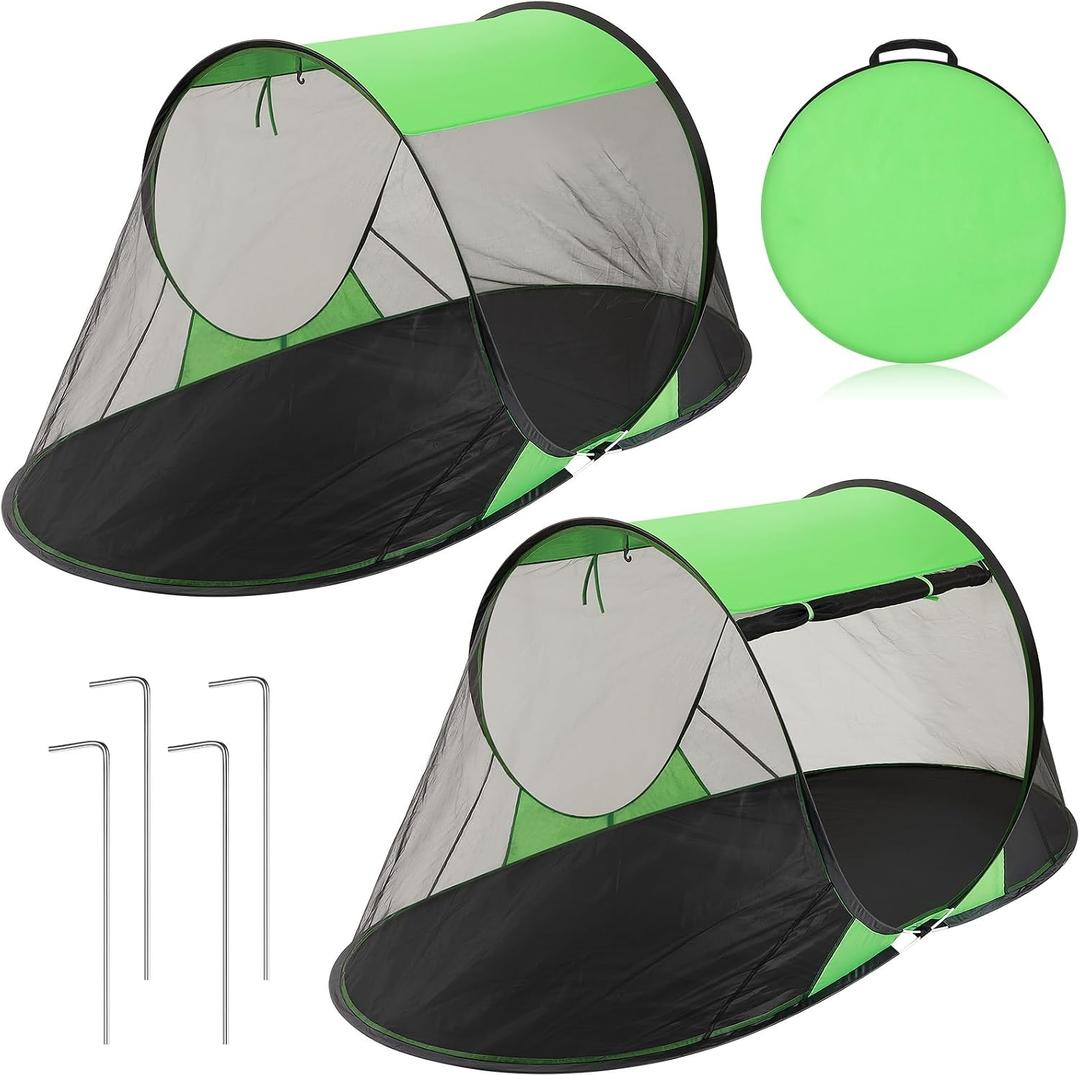 2 Pcs Pop up Mosquito Tent 1 Person Foldable Camping Tent with Ground Pin Portable Waterproof Bug Net for Bed Cot Outdoor Hiking Summer Camping