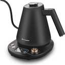 Elite Gourmet EKT3001 1L Digital Water Kettle, 304 Stainless Steel Interior, Programmed Temperatures, Keep Warm Function, Cordless, 360 Base, Auto Off & Audible Indicator, Matte Black