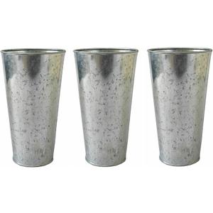 Flowers and Garden Enhance Your Decor with Set of 3 Galvanized Vases/French Buckets - 5" Dia x 9" H Rustic Metal Flower Containers for Floral Arrangements Farmhouse Chic, Vintage Home and Garden Decor