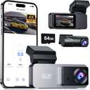 Dash Cam Front and Rear, 4K Front Dash Cam, 3K+1080P Dual Dash Camera for Cars, Built-in WiFi, Car Dashcams with Night Vision, Free 64GB Card, 24H Parking Mode, App Control, Silvery