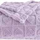 Heart Checkered Throw Blankets, for Love Mother Friends Pets,280 GSM Super Soft Warm Lightweight Fluffy Bed Blanket for Women Anniversaries(Light Purple,50"x60")