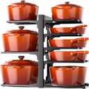 MUDEELA 8-Tier Pots and Pans Organizer under Cabinet, Adjustable Heavy Duty 120LBS Pot and Pan Organizer Rack inside Cabinet for Kitchen Organizer Cast-iron Pans, Heavy Skillets Griddles, Shallow Pots (HeavyDuty-15.94"H-Black)