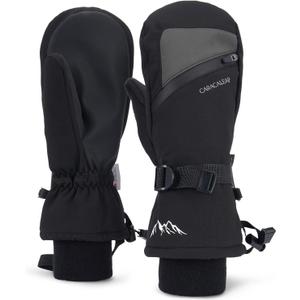 Winter Ski Mittens for Men Women Cold Weather- Warm Snowboard Mittens Gloves Waterproof Snow Sports Mitts Gloves (Small-Medium, Black)