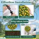 Fall Artificial Topiary Ball Trees with Spike Set of 2, Fall Faux Boxwood Plants for Outdoor Planters, UV Resistant Artificial Outdoor Shrubs, Fake Bushes for Porch, Garden, Patio Decor (B - Yellow Lilacs)