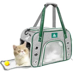 Lifeand Pet Carrier Airline Approved for Cats, Small Dogs, Kitten - Collapsible Soft Sided Travel Carrier for Small Medium Cats Under 18lb (grey)