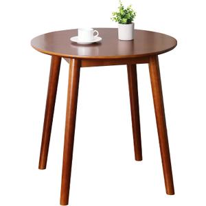 28.3" Small Round Dining Table for 2, Wooden Space-Saving Kitchen Dinner Table Rustic Wood Dining Table Mid Century Modern Kitchen Table (Brown)
