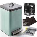 Small Dog Poop Trash Can Outside  6L/1.6Gallon Dog Trash Can Outdoor, Odor-Locking Carbon Filter System, Hands-Free Stainless Steel Pedal, Easy-Clean Removable Bucket, Sage Green