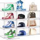 10 Pack Acrylic Shoe Storage Box Clear Plastic Stackable Acrylic Display Case with Magnetic Door Sneaker Storage for Sneakerheads Large Hat Shoe Boxes, Fit up to US Size 14
