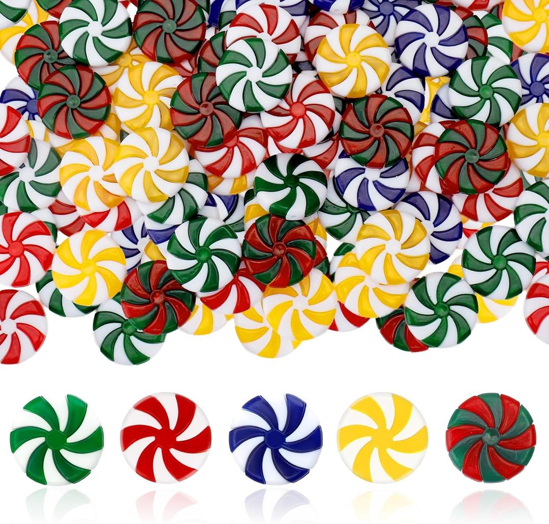 2 x Candy Cane Christmas Decorations, 50 PCS Colorful Plastic Fake Peppermint Candy Cane(1 Inch) Hanging Ornaments for Christmas Tree decoration Xmas Holiday Party Favors Supplies Decor Craft DIY