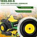 15x6.00-6nhs Lawn Mower Tires, 2 Pack 4 Ply 15x6-6 Tubeless Front Tire with Wheel Assembly for John Deere Riding Mowers, 3" Offset Hub, 3/4" Bushing,700lbs Capacity