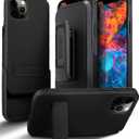 MOTIVE iPhone 13 Pro Case Holster with Belt Clip, Heavy Duty Lightweight Slim Rugged Drop Shockproof Hard Protective Cover with Kickstand, 6.1" Pro | Black V2