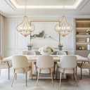 6 Lights Vintage Farmhouse Light Fixtures, Pendant Lights Kitchen Island Lighting, Modern Kitchen Light Fixtures Over Table Gold Chandelier for Dining Room Hallway Entryway Bedroom Foyer