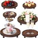 6 Pcs Wooden Risers Display Stands Rustic Wood Cake Cupcake Stands for Party Round Food Risers Buffet Wooden Holder Rustic Riser for Buffet Display Home Wedding Party Decor
