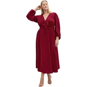 City Chic Women's Plus Size Dress - Ivanna V Neck Maxi (Dark Cherry, Size 12/XXS)