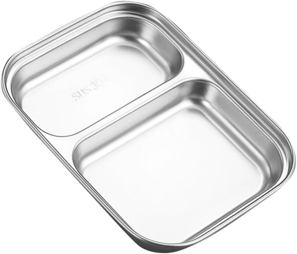 Cabilock 304 Stainless Steel Food Serving Tray Divided Portion Plate Vegetable Tray