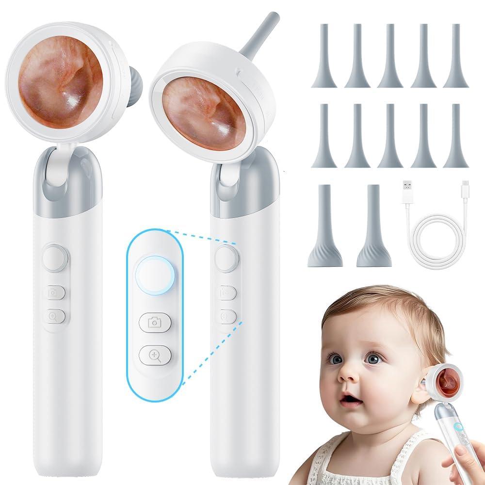Otoscope Ear Camera with Light, 1.4 Screen 1080P HD Ear Scope, 12 Silicone Specula Tips, Photo & Video Recording, Type-C Rechargeable, Ear Cleaning Camera for Adult Kid and Pet