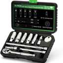 TecoTek 11-Piece Spark Plug Socket Set with 3/8" Drive Ratchet Handle, Spark Plug Gapper, Universal Joint and Extension Bar, 5/8", 3/4", 13/16", 14mm, 18mm, CR-V Sockets with Rubber Retaining Rings