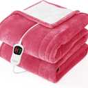 Homemate Electric Heated Blanket Twin - 62"x84" Heating Bed Blankets Throw with 10 Heating Levels 8 Hours Auto Off Fast Heating Over-Heated Protection Ultra Soft Warm Flannel ETL Certified (15-magenta Red)
