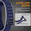 HYDEME Tactical Dog Collar, Alpine Loop Adjustable Military Training Nylon Dog Collars with Handle and Reflective for Small Medium Large Dogs, with Airtags Protective Case & Patches.(L,Deepblue)