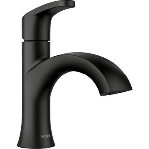 Moen Karis Black Matte One-Handle Single Hole Bathroom Sink Faucet with Optional Deckplate, 84346BL