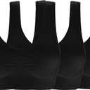 Women's Seamless Wire-Free Bra with Removable Pads (4X-Large, 3 Pack Black)